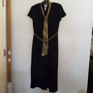 Scarlett Army Camo Secretary Bow Ribbon Scarf Midi Sheath Dress Size 9/10